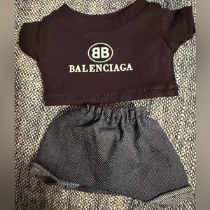 Black Labubu Doll Top and Denim Set